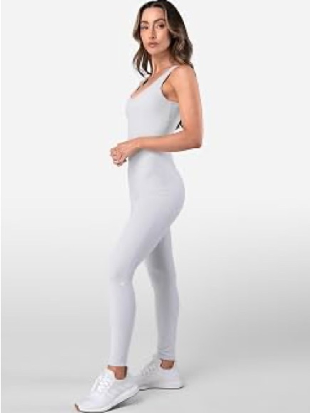 ethika Slim Scoop-Neck Jumpsuit in Light Gray